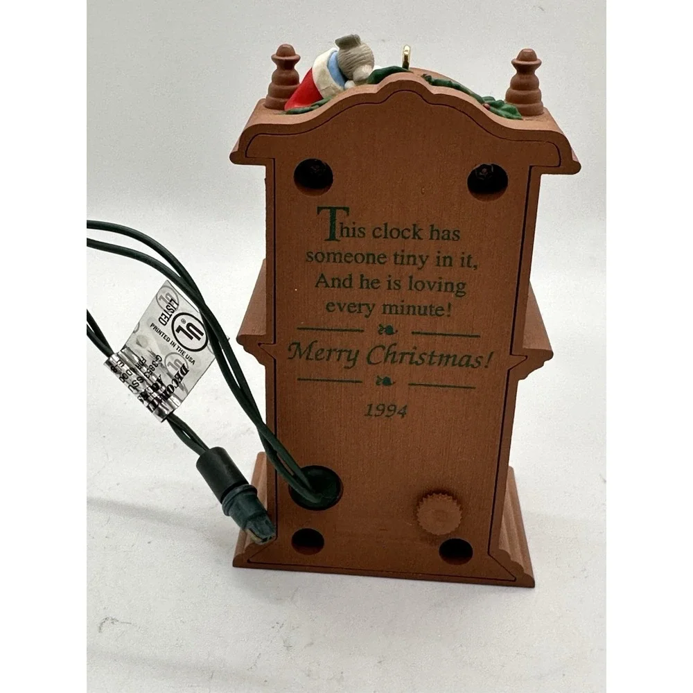 Hallmark 1994 Light-Up Clock Ornament Mouse Scene‎ Grandfather Style Works VTG